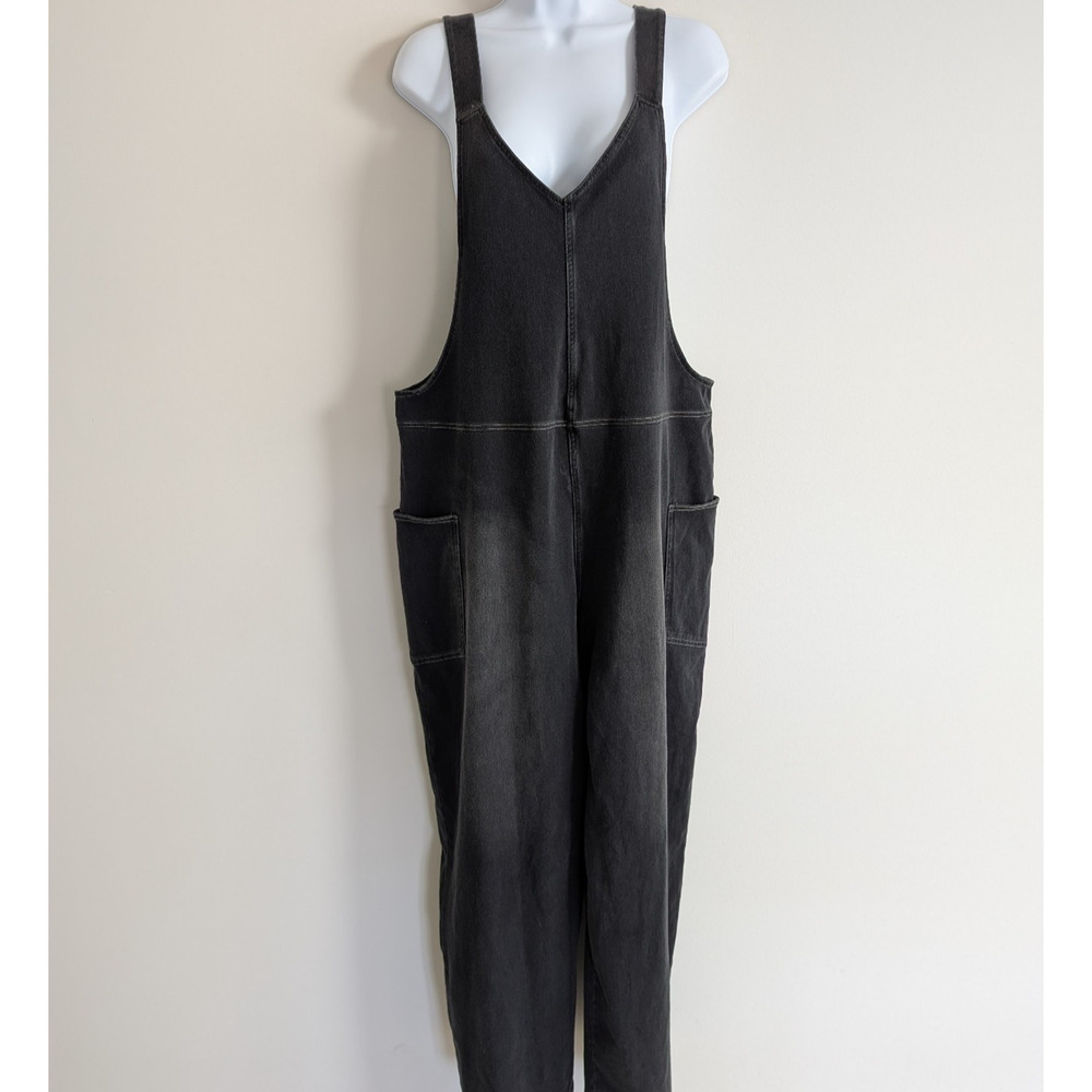 Halara Flex V Neck Overalls Womens Large Pocket Washed Denim Casual Comfort